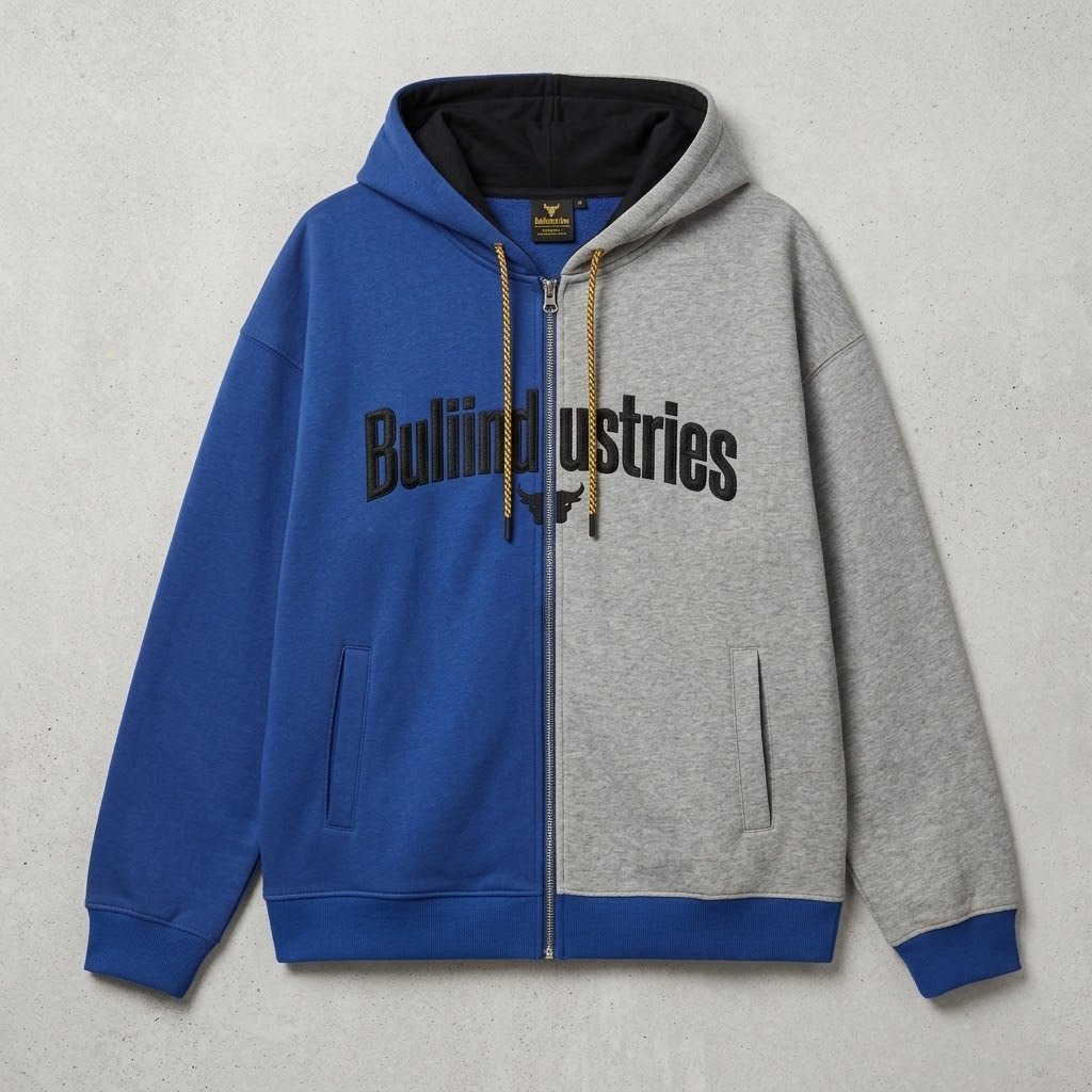 Blue and Grey Zip Hoodie